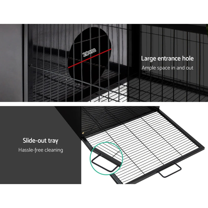 Weatherproof Metal Rabbit Hutch w/Run And Secure Locks i.Pet
