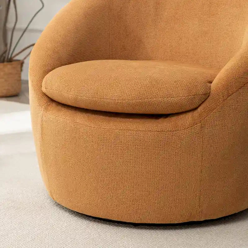 Swivel Barrel Chair, 360 Degree Rotation, Boucle Fabric