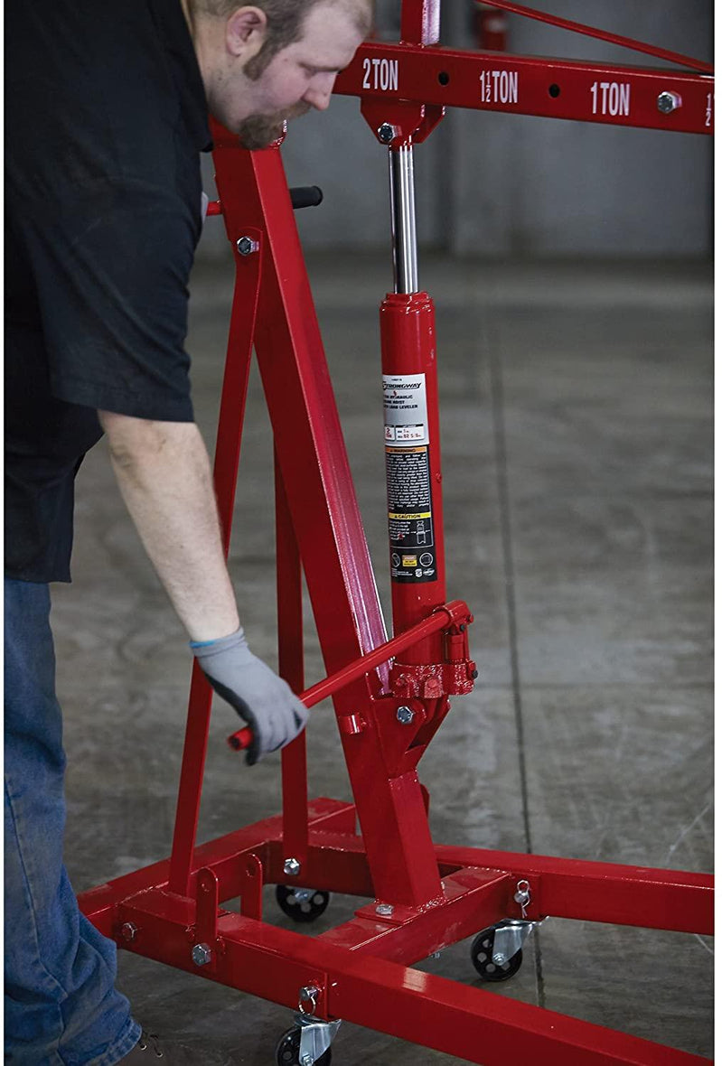 Strongway Hydraulic Engine Hoist With Load Leveler C 2-Ton Capacity, 1 In.-82 5/8 In. Lift Range