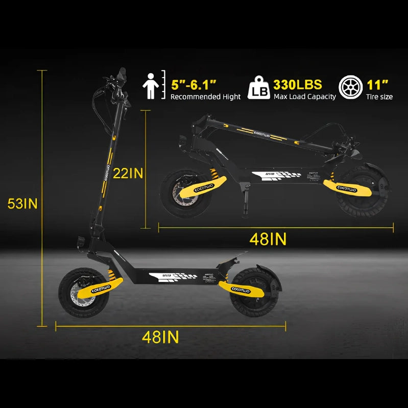 Off Road Electric Scooter For Adults, 1200W Motor Fast E Scooter, Up To 28MPH Top Speed And 20Miles Long Range, 11 In. Off-Road Tires