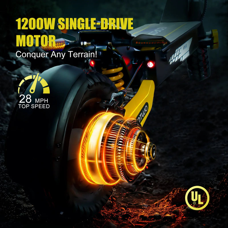 Off Road Electric Scooter For Adults, 1200W Motor Fast E Scooter, Up To 28MPH Top Speed And 20Miles Long Range, 11 In. Off-Road Tires