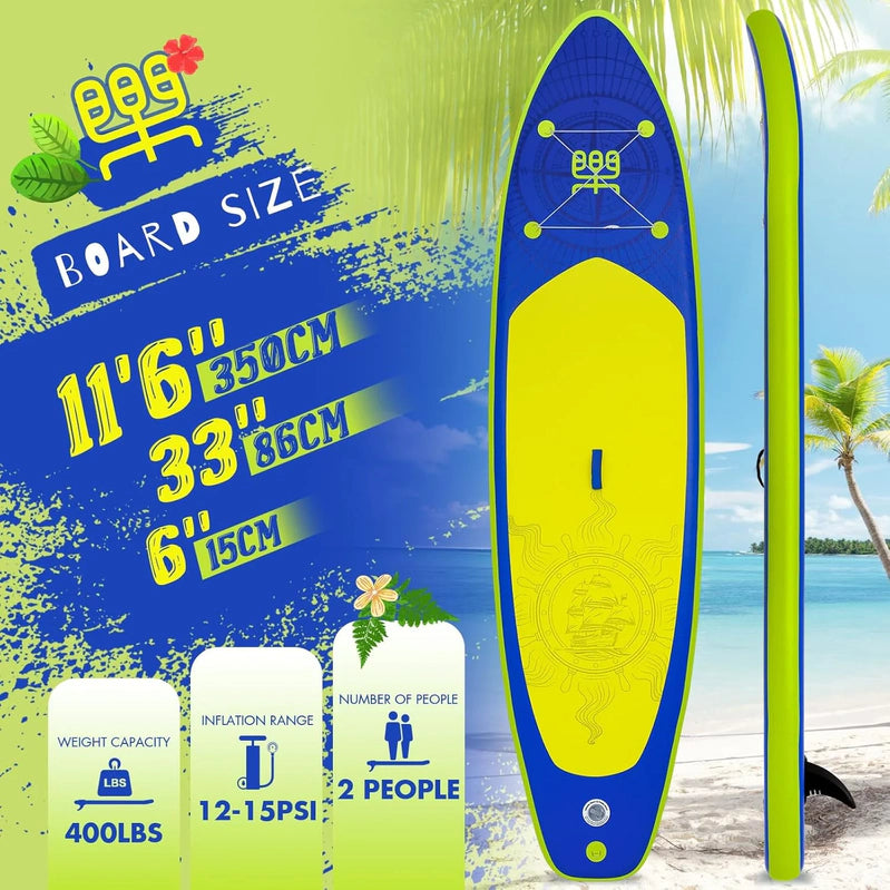 FunWater Inflatable Stand Up Paddle Board With Premium Sup Paddle Accessories, Non-Slip EVA Deck, 11'/10'6' Paddle