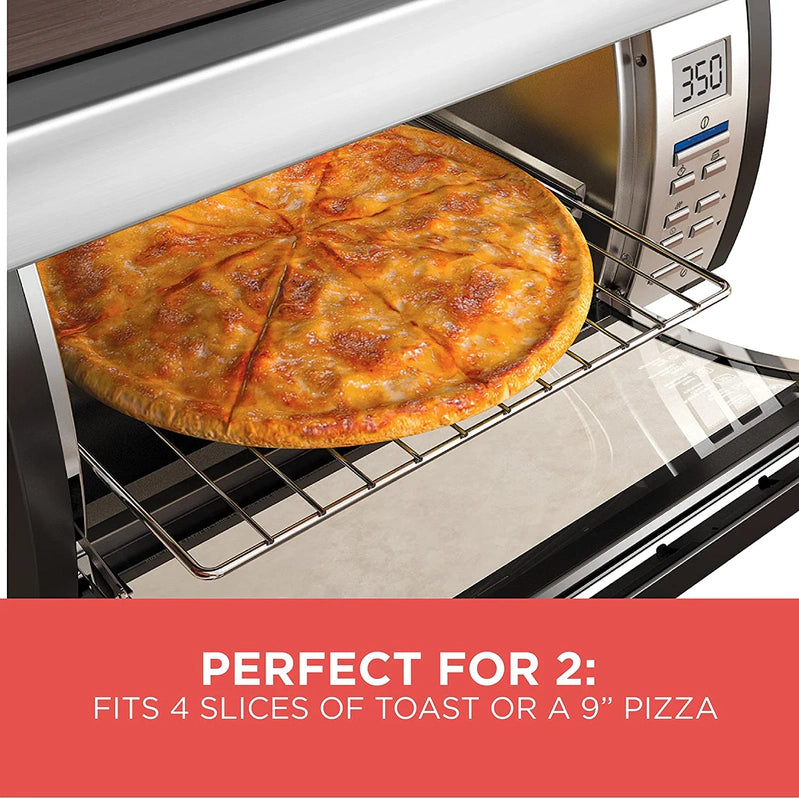 Black Decker SpaceMaker Under Counter Toaster Oven, Digital Controls, Black/Stainless Steel, Fits 9 In. Pizza Or 4 Slices