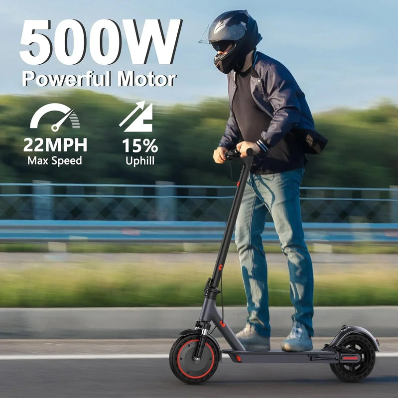 Electric Scooter 350W/500W Powerful Motor 8.5 In./10 In. Solid Tires 19/22Mph 28/21/12 Miles Range