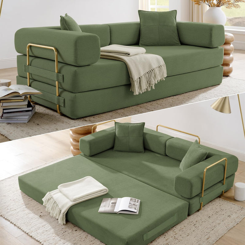 Hanxin 78 In. Convertible Sleeper Sofa Bed, Folding Floor Mattress Couch