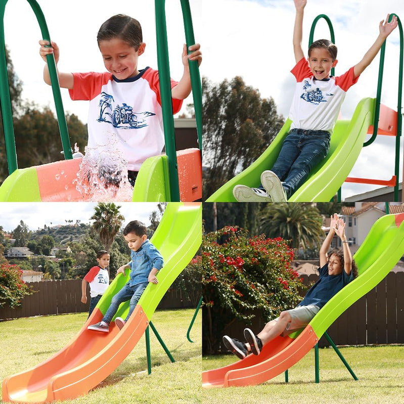 Outdoor Playground Slide, Big Backyard Freestanding Plastic Slide, 10 Ft. Outdoor Swing Set Slide For Kids Ages 4-8