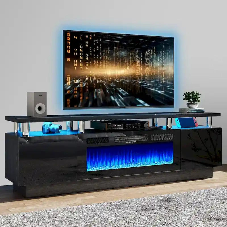 70 TV Stand With 36 Fireplace And Adjustable Shelves