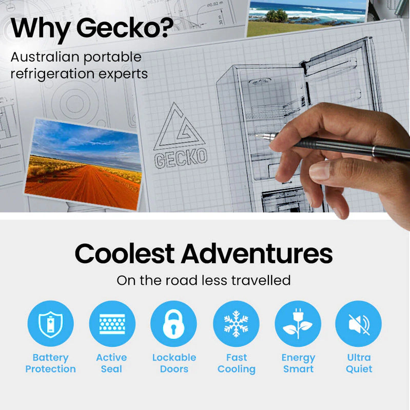 Gecko 160L Upright Portable Fridge/Freezer, 12V/24V/240V For Motorhome And Caravan, Silver