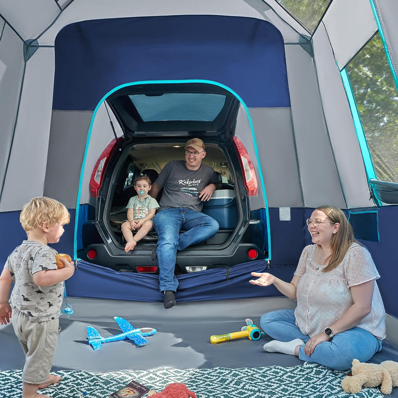 Timber Ridge 5-9 Person SUV Tent With Screen Porch And Awning For Family Camping, Weather Resistant And Portable Van Or Car Tent