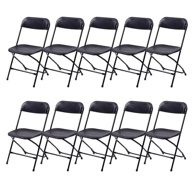 Ktaxon 6 Ft. White Folding Table And 10 Pack Folding Chairs Black, Plastic Table And Chair Set