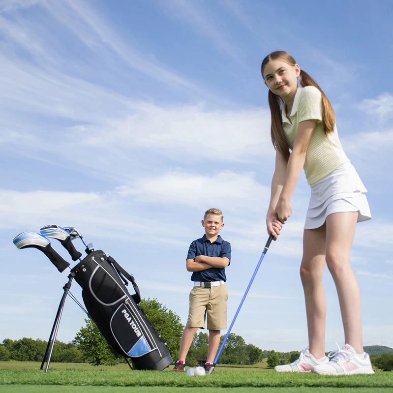 Pga Tour Right-Handed 10 Piece Kids Golf Club Stand Bag Set, Player Height 4'8, 5'2 In., Ages 8-12