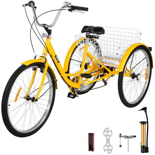 Adult Tricycle 26 7 Speed 3 Wheel Trike Bicycle Bike Cruise W Basket Shooping