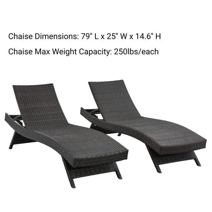 All Weather Wicker Chaise Lounge, Set Of 2