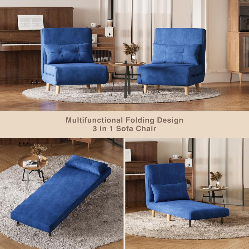 3-in-1 Sleeper Chair Bed Convertible Chair Bed Futon Sofa With Adjustable Backrest