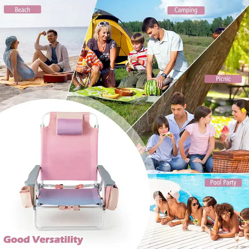 Costway 4-Pack Folding Backpack Beach Chair 5-Position Outdoor, See Details