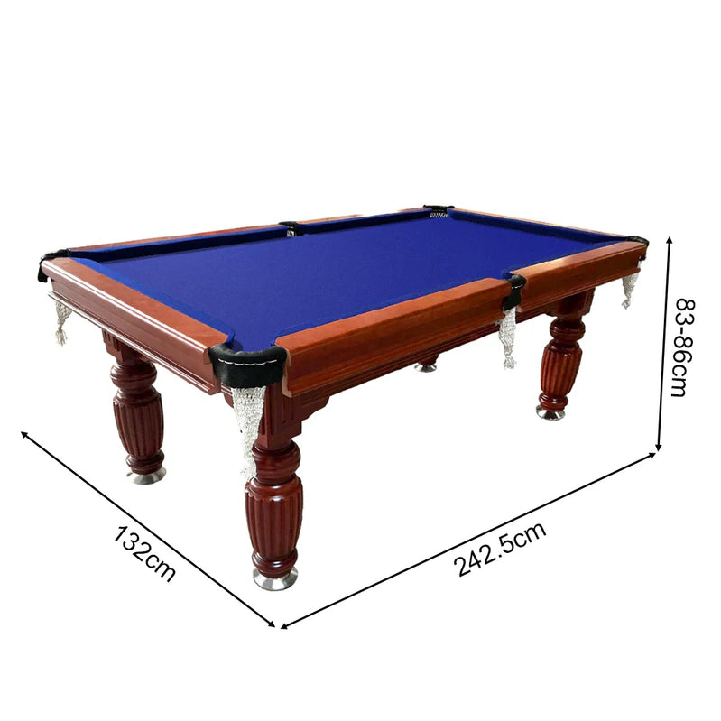 Classic Slate Pool Table With Cues And Balls Set For Home Or Lounge, Walnut Wood, 8 Ft