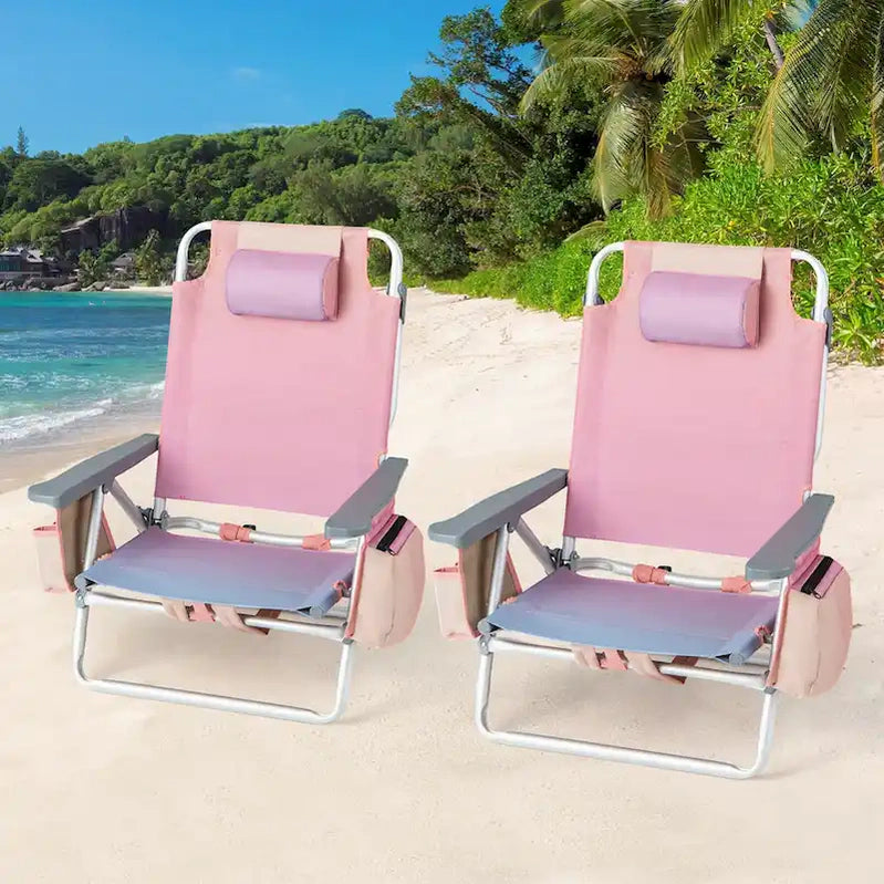 Costway 4-Pack Folding Backpack Beach Chair 5-Position Outdoor, See Details