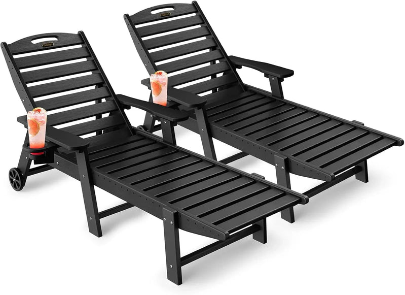 Lounge Chair Outdoor, Chaise Lounge, HDPE 6-Position Outdoor Chaise Lounge