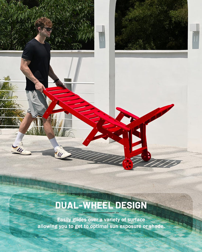 Lounge Chair Outdoor, Chaise Lounge, HDPE 6-Position Outdoor Chaise Lounge