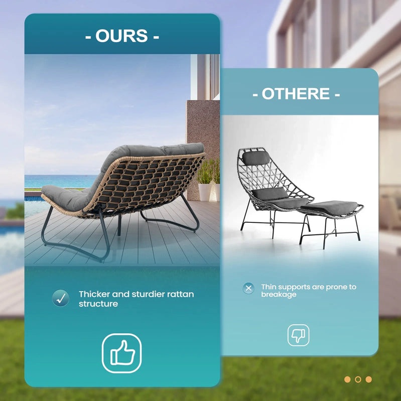 Crestlive Products Patio Loveseat, All-Weather Rattan Large Furniture With Soft Cushions, Outdoor Loveseat For Balcony, Poolside, Backyard, Beige