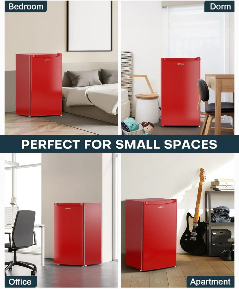 Upstreman 3.2 Cu. Ft. Mini Fridge Freezer Single Door Fridge Dorm Fridge Adjustable Thermostat
