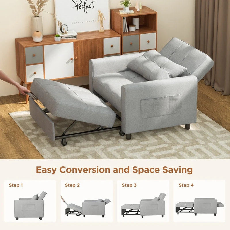3-in-1 Adjustable Sleeper Sofa Bed, Pull Out Chair Sofa, Convertible Folding Bed For Living Room