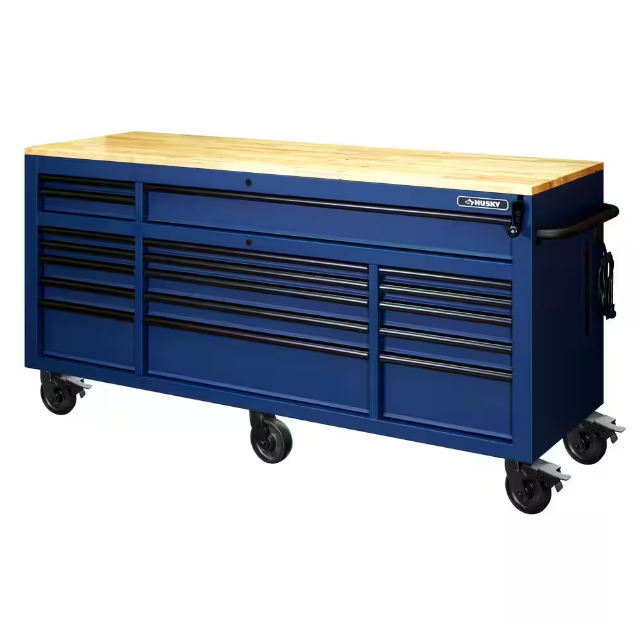 Tool Storage 72 In. W Standard Duty Gloss Black Mobile Workbench Tool Chest