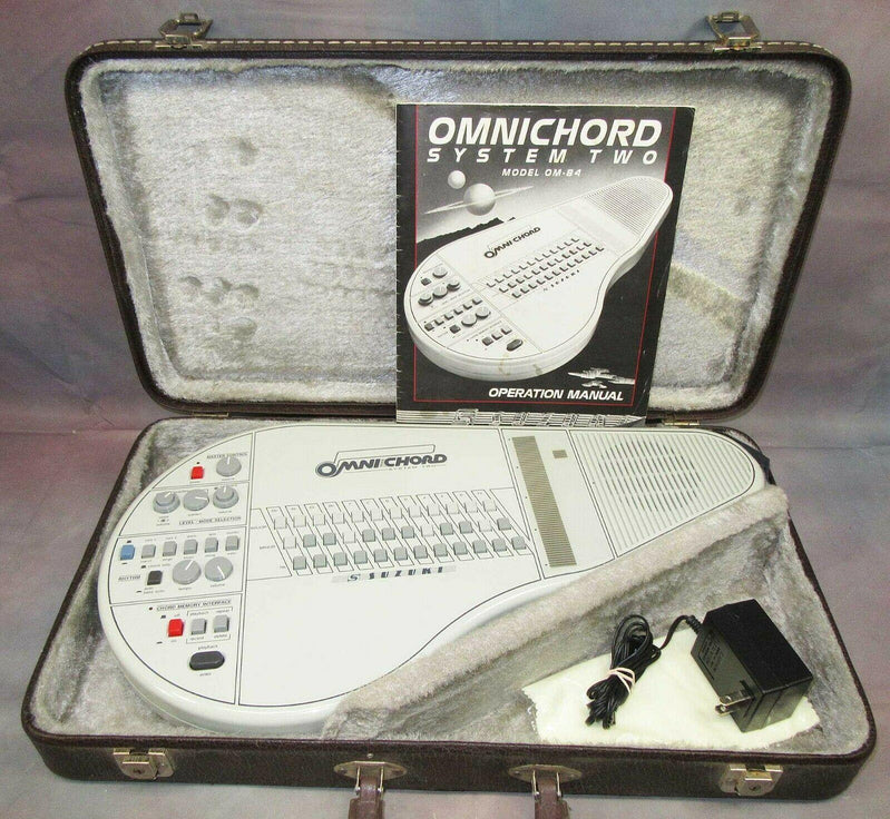 Suzuki Omnichord Om 84 System Two w/Hard Case Power Supply Manual Tested Works