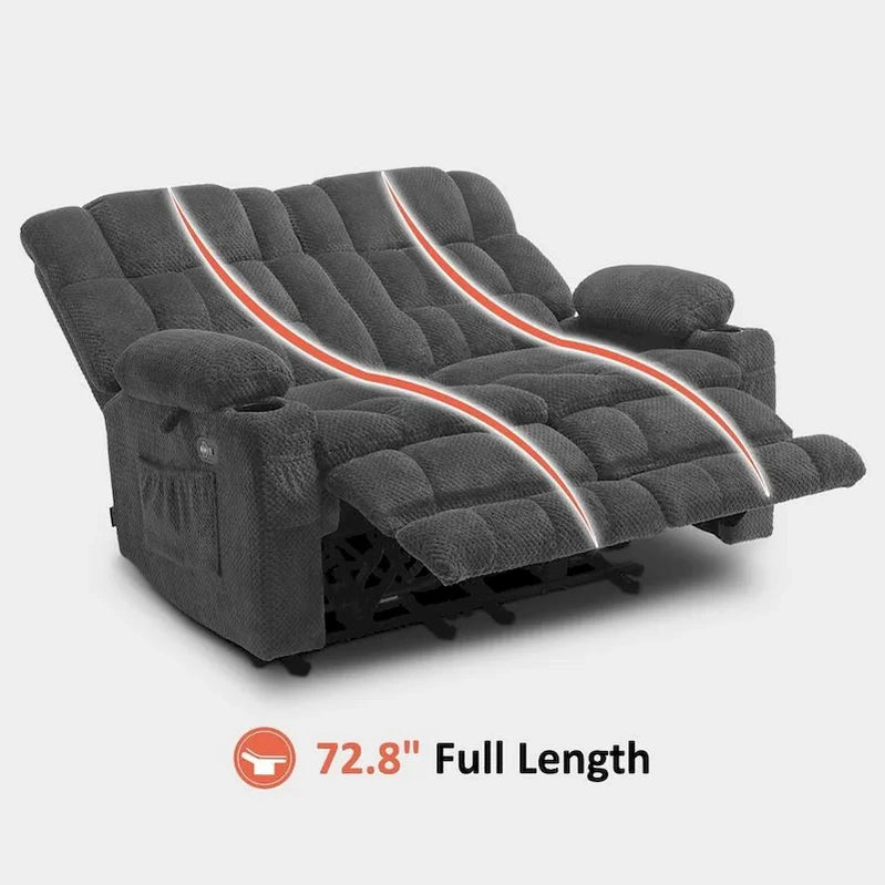 MCombo Power Loveseat Recliner, Electric Reclining Loveseat Sofa With Heat And Vibration, Cupholders, USB Charge Ports RS6314