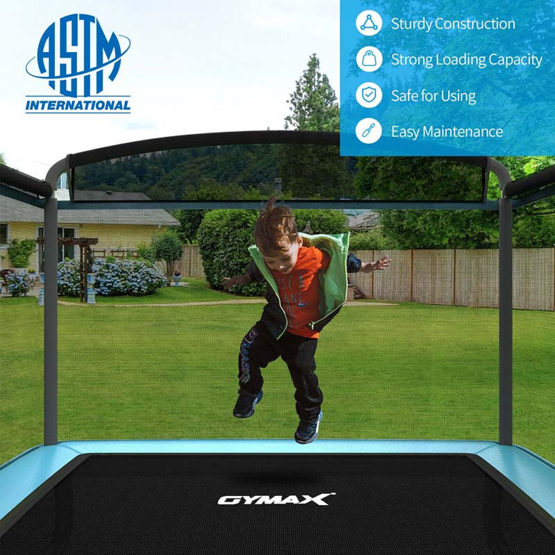 6 Ft. Kids Trampoline With Swing And Safety Fence, Astm Approved Toddler Rectangle Trampoline For 3-8 Year Old