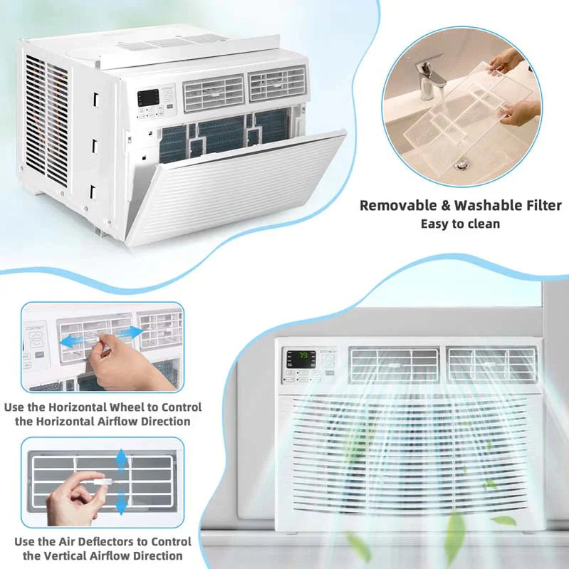 10000 Btu Quiet Window Air Conditioner With Remote Amp Eco Mode Energy Star Certified 3-in-1 Window Ac Unit With Dehumidifier