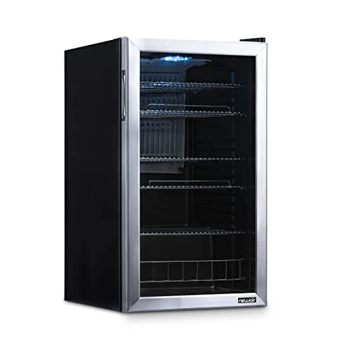NewAir Beverage Refrigerator Cooler, 126 Cans Free Standing With Right Hinge Glass Door
