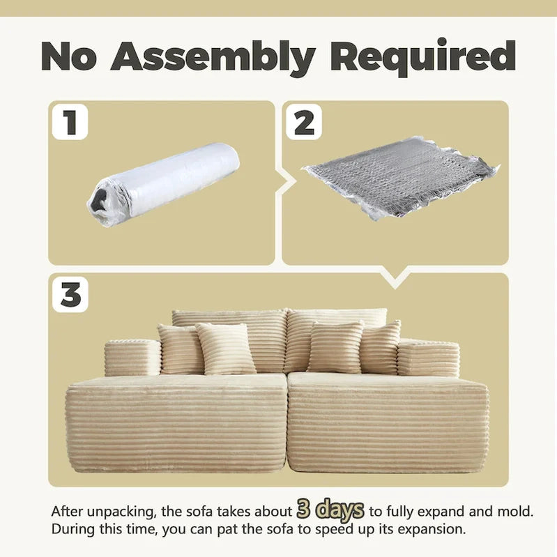 Hooowooo Modern Plush Sectional Sofa L-Shaped Couch With Removable Ottoman