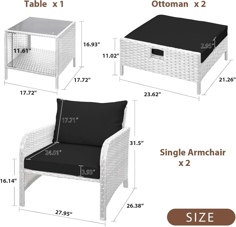 Leveleve Balcony Furniture 5 Piece Patio Conversation Set