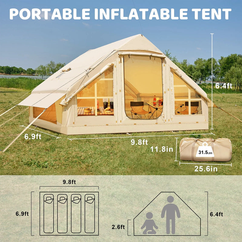6 Person Inflatable Camping Tent With Pump, x7ft
