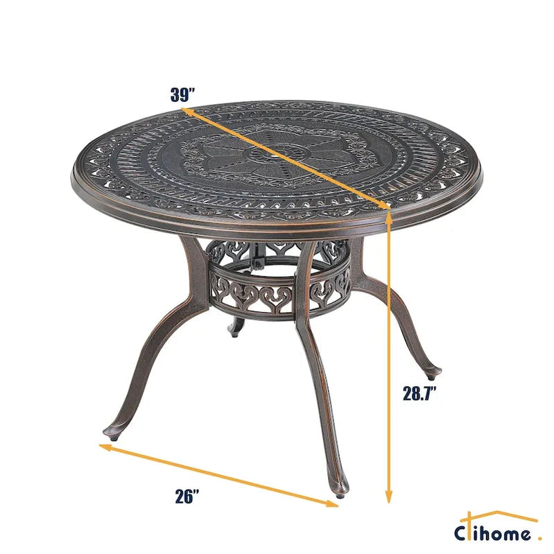 5-Piece Cast Aluminum Patio Dining Set With 4 Swivel Chair