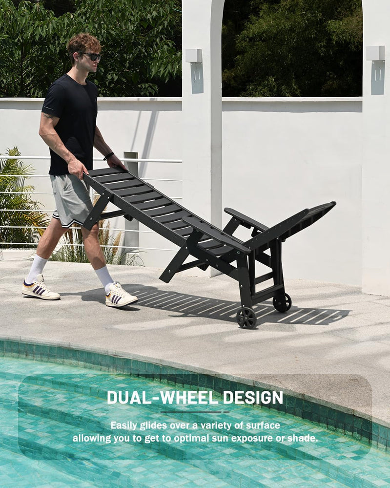 Lounge Chair Outdoor, Chaise Lounge, HDPE 6-Position Outdoor Chaise Lounge