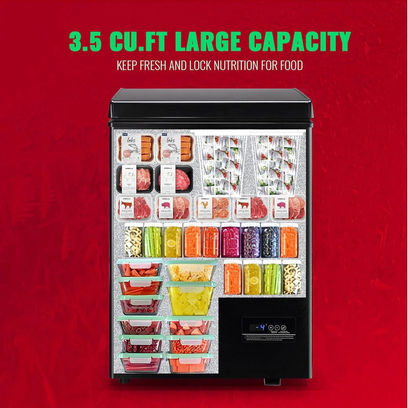 Chest Freezer 5.0Cubic Feet Deep Freezer Freestanding Freezers With 2 Removable Stainless Steel Basket