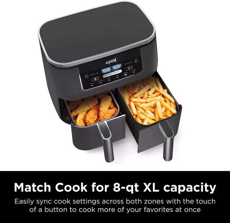 Ninja Foodi 10QT 6-in-1 DualZone Smart XL Air Fryer, 2 Independent 5QT Baskets, Smart Cook Thermometer, Match Cook, Smart Finish, Air Fry, DZ550