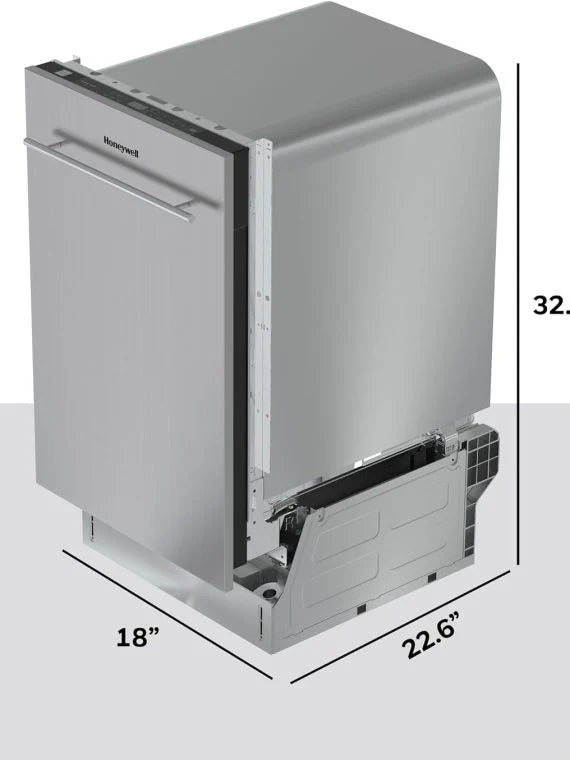 Honeywell 18 In. Dishwasher With 8 Place Settings, 6 Washing Programs, Stainless Steel Tub, UL/Energy Star, Stainless Steel