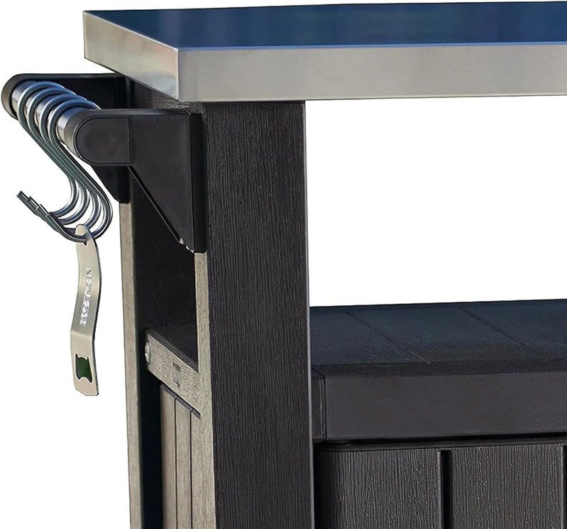 Keter Outdoor Rolling Table Cart For Food Prep, Storage, Bar And Grill, Dark Brown