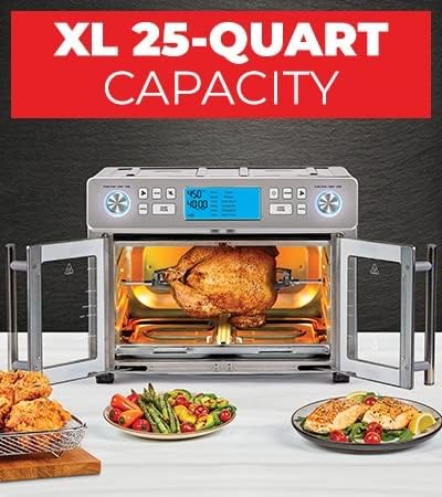 Emeril Lagasse Dual Zone 360 Air Fryer Oven Combo With French Door, 25 Qt. Extra Large, Cook Two Foods In Different Ways