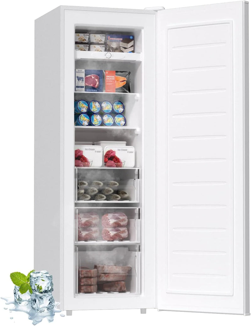 Bangson Upright Freezer, 7.0 Cu. Ft. Stand Up Freezer, Convertible Upright Freezer/Refrigerator, Single Door For Kitchen, Garage, Office
