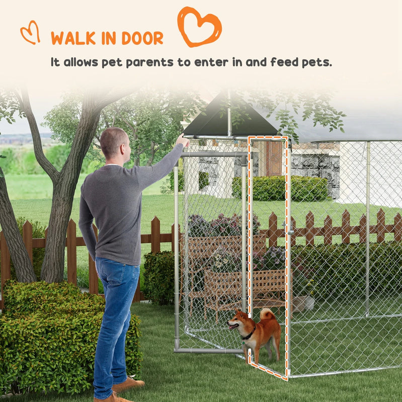 PawHut 19.7' x 7.5' x 7.5' Outdoor Dog Kennel With Waterproof Roof