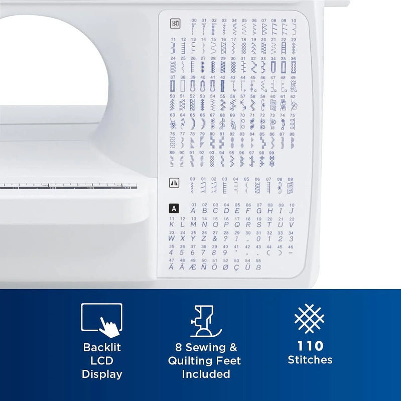 Brother Sewing And Quilting Machine, Computerized, 165 Built-In Stitches, LCD Display, Wide Table, 8 Included Presser Feet, White, 20x12x17