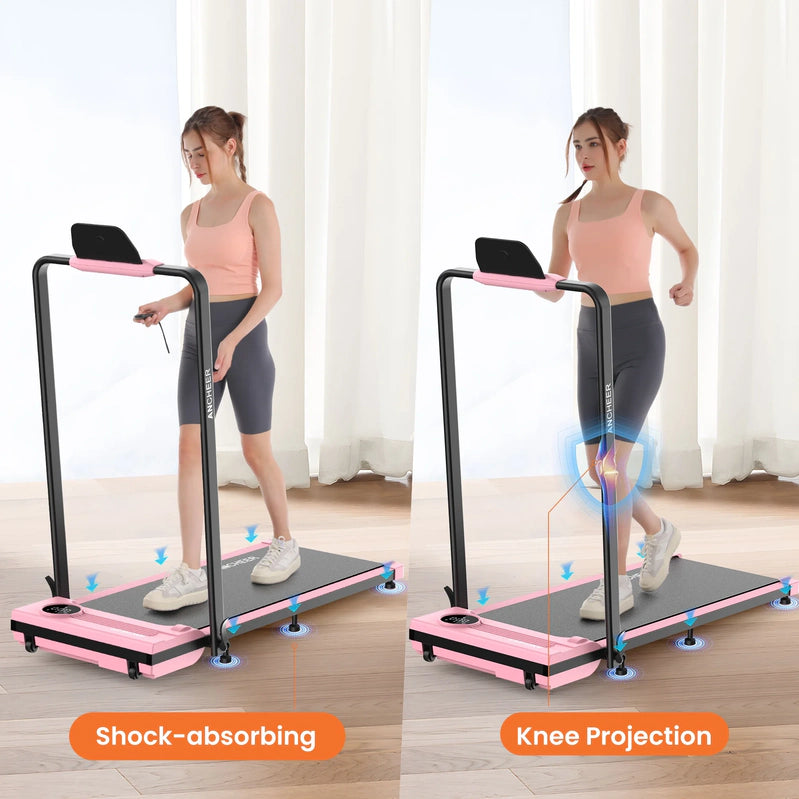 Ancheer Portable Folding Walking Pad 300lb, 7.5 MPH Under Desk Treadmill With Remote Control And LED Display