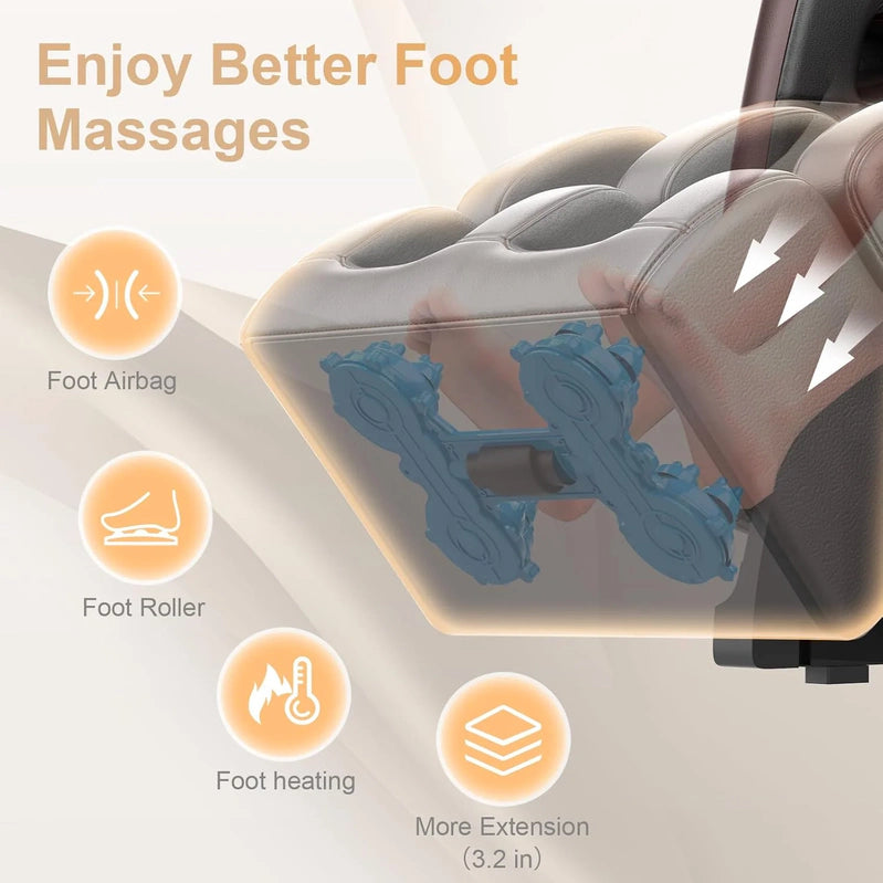 Massage Chair Full Body, Zero Gravity Massage Chair With 10 Fix Rollers, Heating, Foot Massage, Auto Modes, Bluetooth Speaker