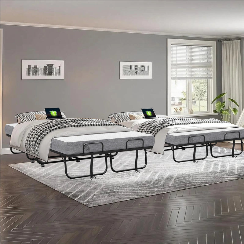 Folding Bed With Mattress 75 In. x 31 In. Cot Size Folded Bed