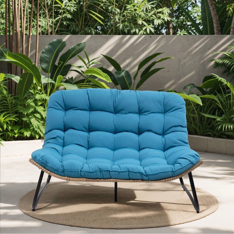 Crestlive Products Patio Loveseat, All-Weather Rattan Large Furniture With Soft Cushions, Outdoor Loveseat For Balcony, Poolside, Backyard, Beige