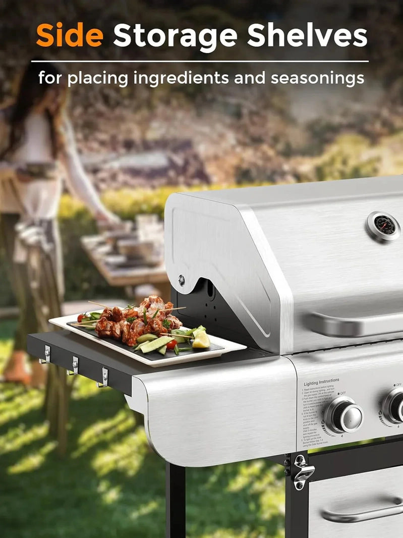 4-Burner Bbq Propane Gas Grill, 44000 BTU